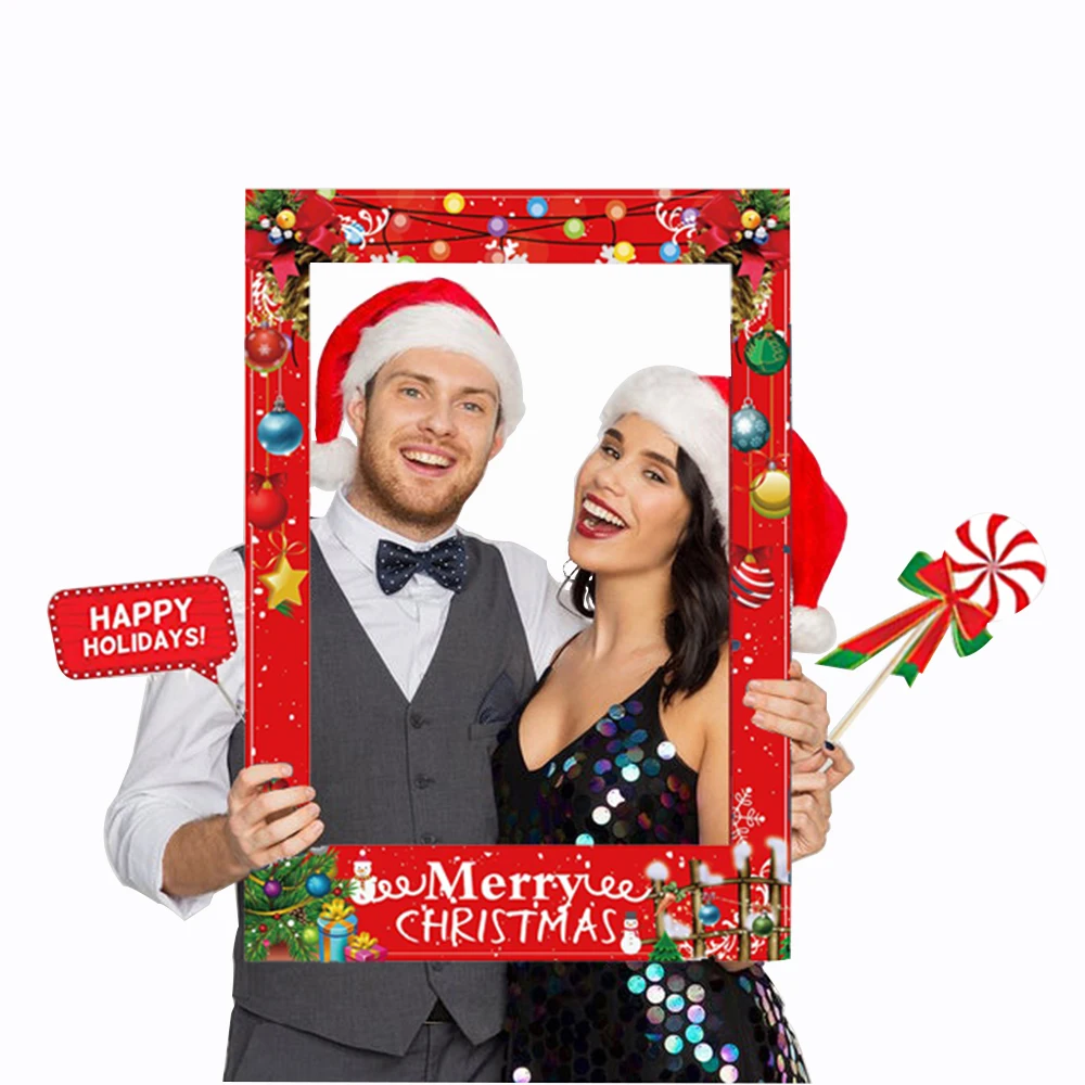 

Christmas Photo Booth Props Frame Party Supplies - Christmas New Year Party Decorations