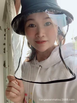

Anti-droplet Bucket Hat College Style Face Covering Big Brim Isolation Mask Protective Cap Anti-Virus Anti Spittle Bucket Hat