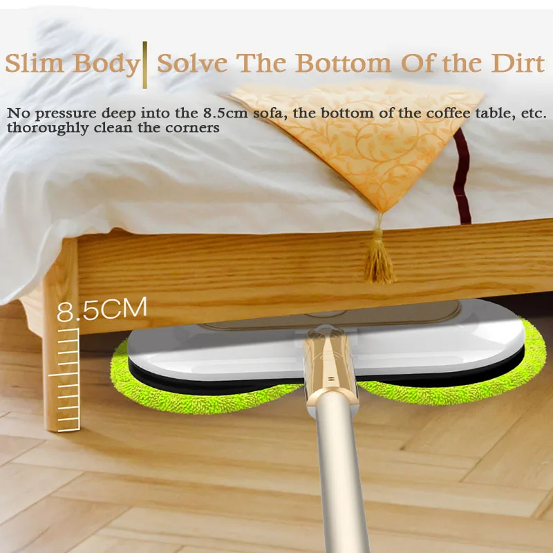 60W Electric Mop Home Automatic Intelligent Wireless Charging with Water Tank Handheld Wiper Gold