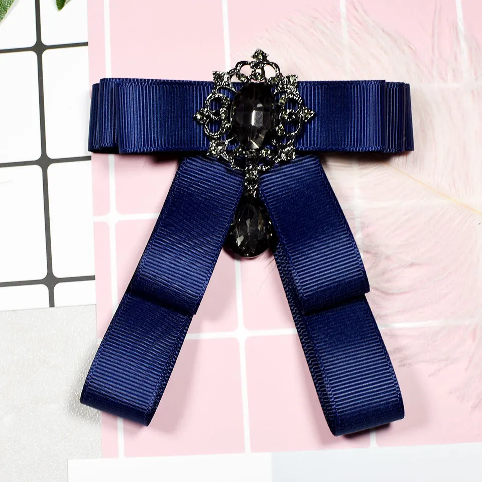 I-Remiel Ткань искусство галстук-бабочка Броши Кристалл булавка брошь с бантом школьные женские галстуки дизайнерские модные аксессуары для одежды - Окраска металла: Blue 4