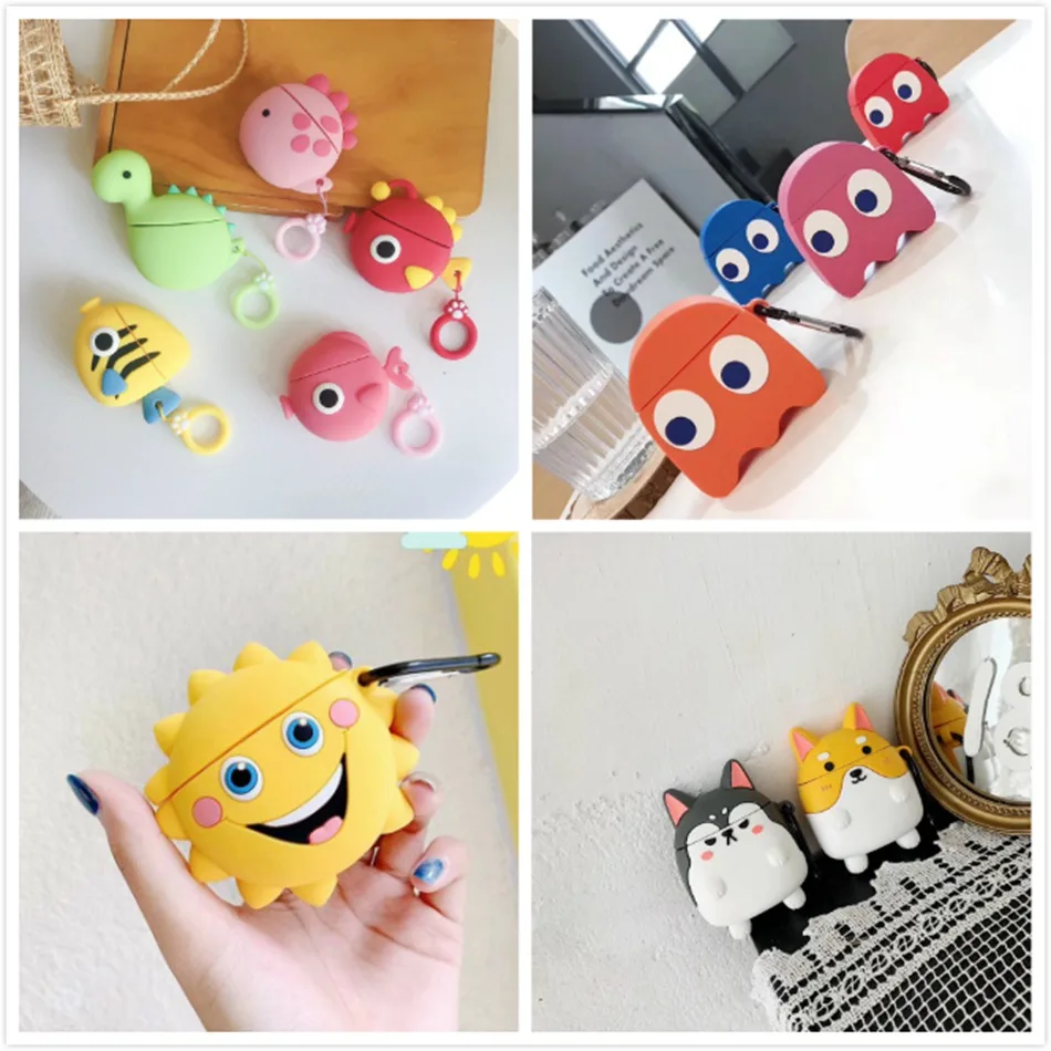 

Cute Dog Cartoon Headphones Cover for Airpods 2 Case Silicone Animal Earphone Case for Apple Air Pods Case Accessories Keychain