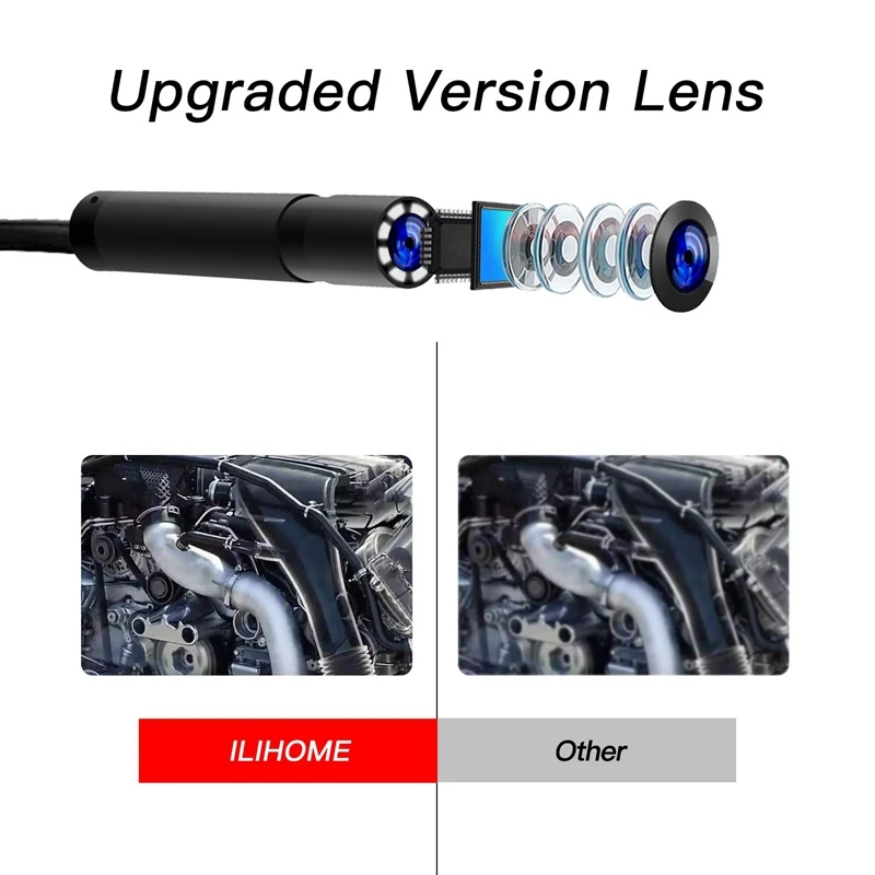  4.3 in Endoscopy Camera 1080P HD Color Screen 8Mm Endoscope Camera IP67 Waterproof 8 Adjustable LED