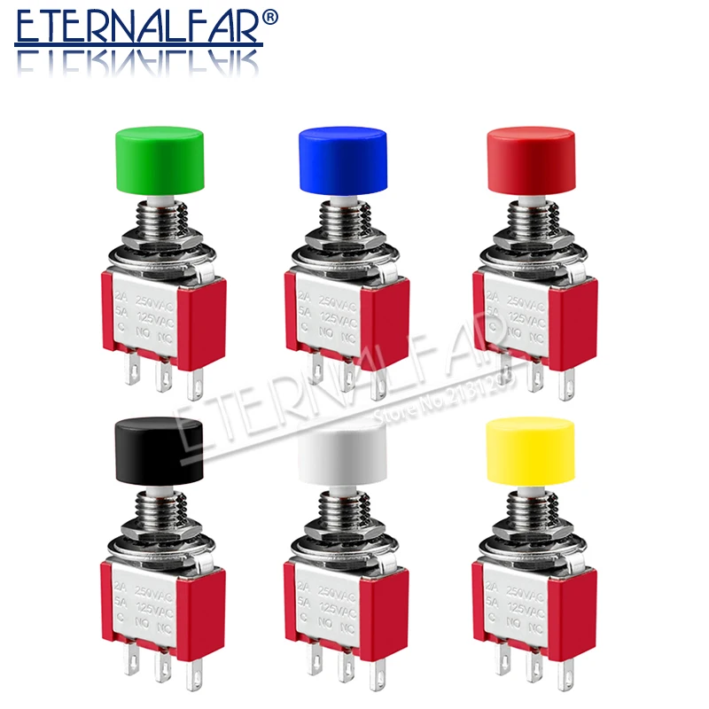 SPDT DPDT 6 мм Кнопка сброса тумблер PS-102 PS-202 5A 6A 125V 3A 250 AC Mini 3 6PIN ВКЛ-ВЫКЛ клавишные