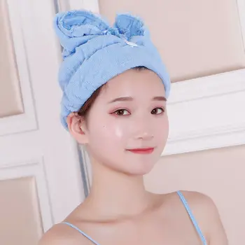 

Cute Solid Rapid Fast Drying Hair Towel Soft Thick Absorbent Shower Hat Hair Direr Cap