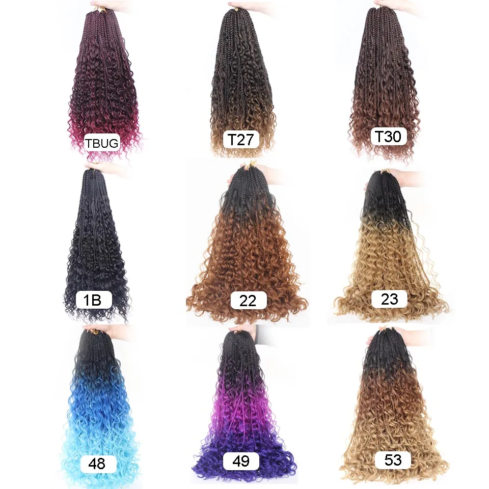 Xtrend Synthetic Boho Crochet Braid Bohemian Box Braids Crotchet Hair Extensions Ombre Braiding Braided Messy Goddess