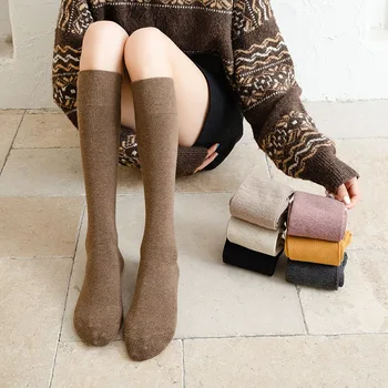 

Knee High Socks Woman Solid Color Slimming Easy Matching Charming Legs Fshion Tide Funny Cute Cotton Woman High Socks Harajuku