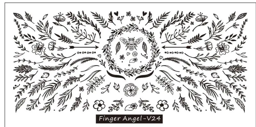 Палец-V пластина для стемпинга для нейл-арта Иллюзия-коллекция 24 Дизайн пластина для стемпинга для нейл-арта DIY трафарет шаблон пластина с изображениями для нейл-арта - Цвет: Finger24