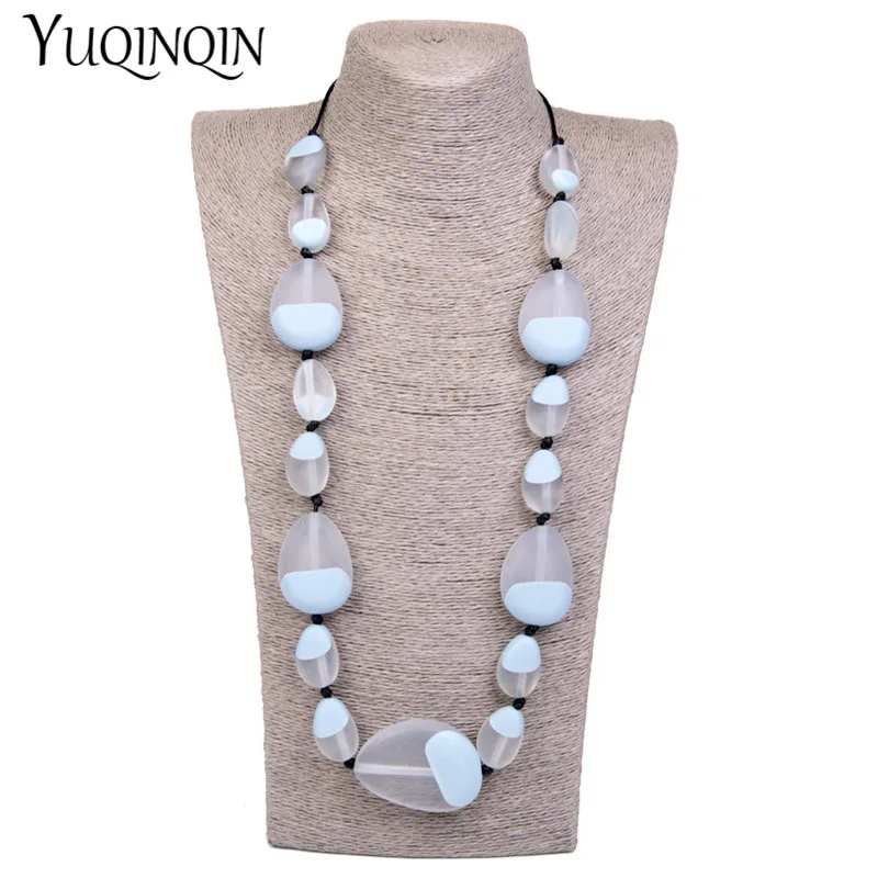 Fashion Rope Custom/Long Necklaces Female Statement Vintage Necklace Women Natural Stone Resin Acrylic Designer Necklace Party