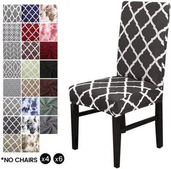 

6PCS Chair Cover Stretchable Dining Chair Covers With High Backrest, Protective Cover,Elastic Chair Protection Seat Covers