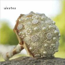 Роскошный свадебный букет с розой и камнями, украшенный бусинами, свадебный букет, жемчужные аксессуары, букет невесты SPH196