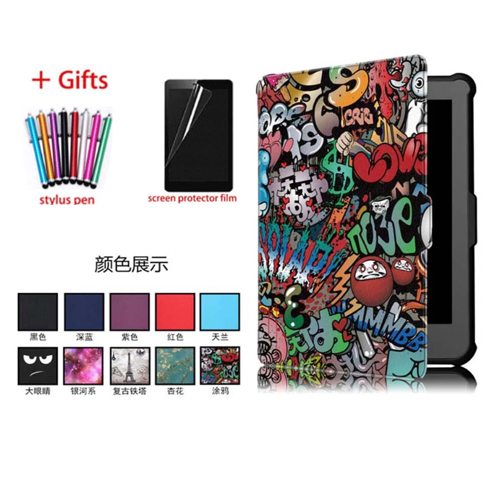 For 2018 Rakuten Kobo Clara HD e-reader Smart Case Model N249 ebook Cover Protector Film+Stylus pen