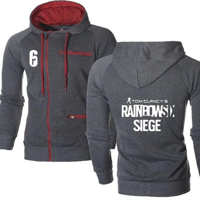 Толстовка с принтом Rainbow six siege, мужская куртка, весна-осень, флисовая, Harajuku, теплые толстовки на молнии, мужские толстовки, мужская одежда H