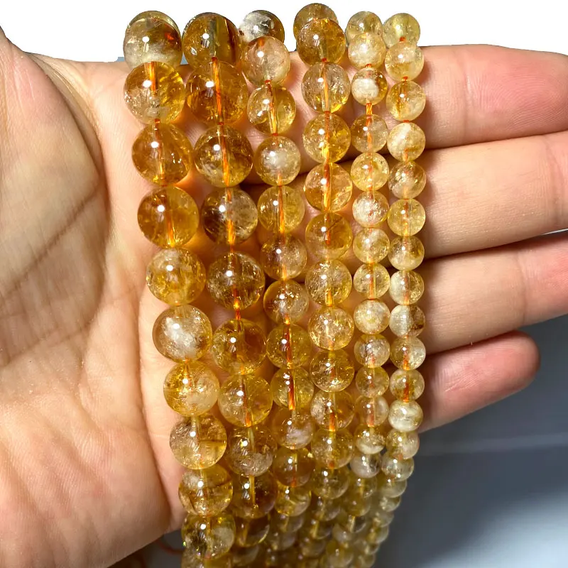 Wholesale AAAA 100% Natural Stone Citrines Yellow Crystal Round