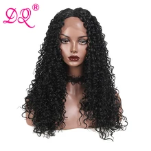 DQ длинные вьющиеся синтетические Синтетические волосы на кружеве парик Для женщин Термостойкое волокно ежедневные вечерние Косплэй парик с эффектом деграде(переход от темного к коричневый красные, черные парик средняя часть