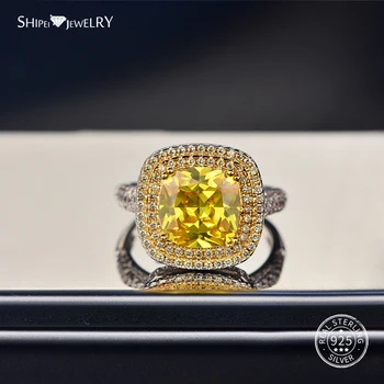 

Shipei Luxury Natural Citrine Ring For Women Female Fine Jewelry 100% 925 Sterling Silver Gemstone Engagement Wedding Ring
