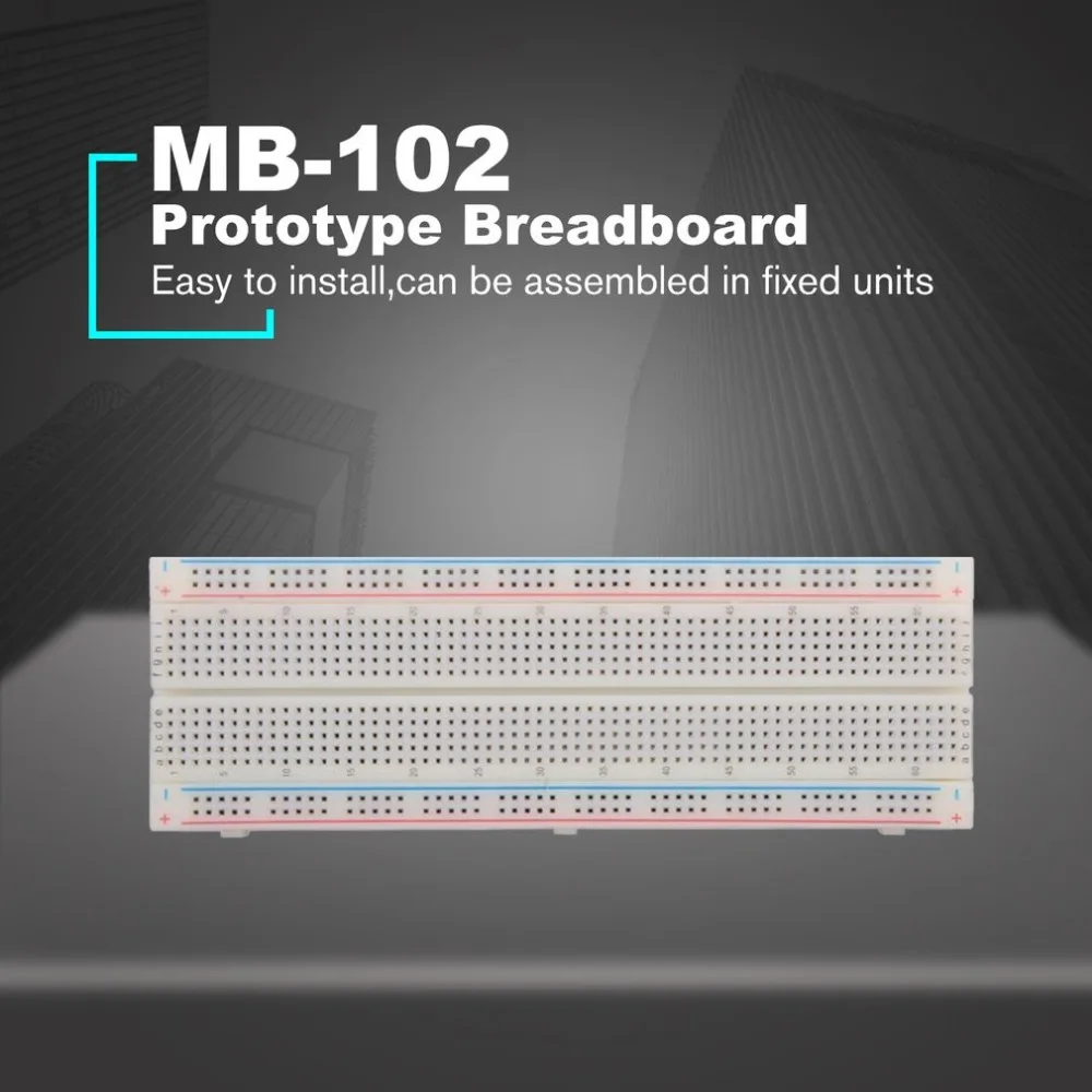 MB-102 макетная плата прототипа для DIY комплекта печатной платы макетная плата 16,5X5,5 см 830 отверстий Универсальный прототип без пайки