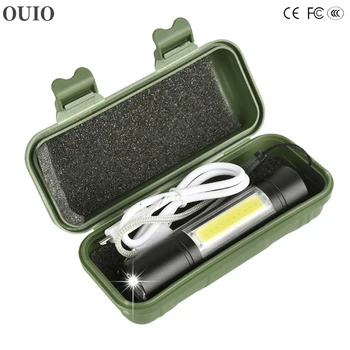 

3800LM Mini COB LED Zoomable Flashlight Built-in 14500 Battery 3 Modes Lamp Linterna Fishing Riding Torch