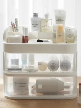 

Cosmetic Storage Box Transparent Mirror Simple Toilet Dormitory Students Home Large Desktop Cosmetic Box