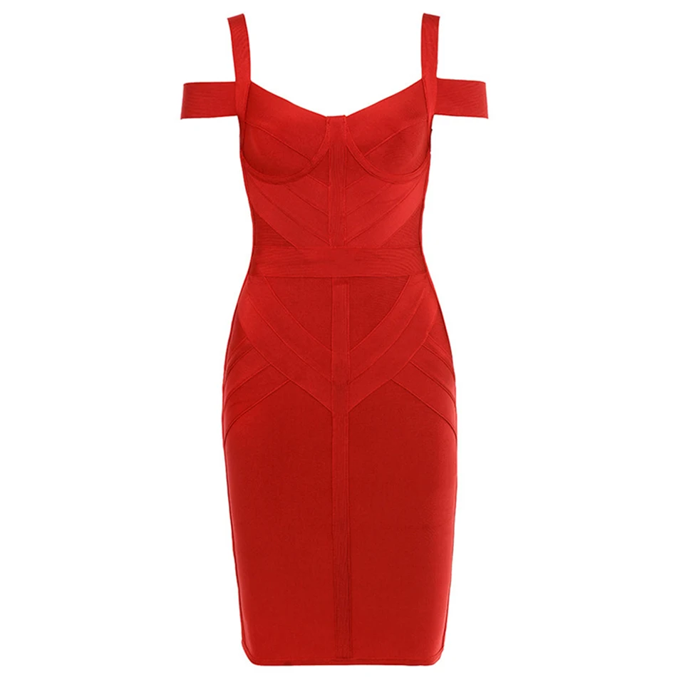 2019 Bandage Dress New Arrivals Summer  Bodycon Dress V Neck Spaghetti Strap Bandage Dress Party Women