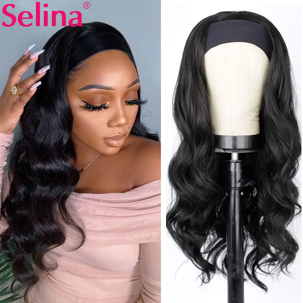 Headband Wig Synthetic-Wig Fiber Cosplay Body-Wave Heat-Resistant Women 30-Inch for Glueless