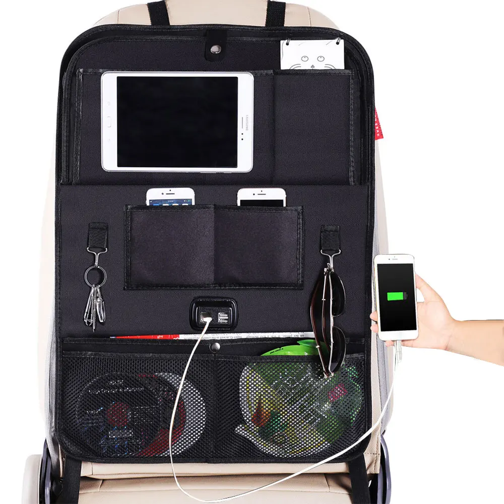 Автомобильный Органайзер на заднее сиденье сумка 4 USB зарядка держатель мешка для хранения Путешествия многофункциональный карман укладка Tidying авто аксессуары