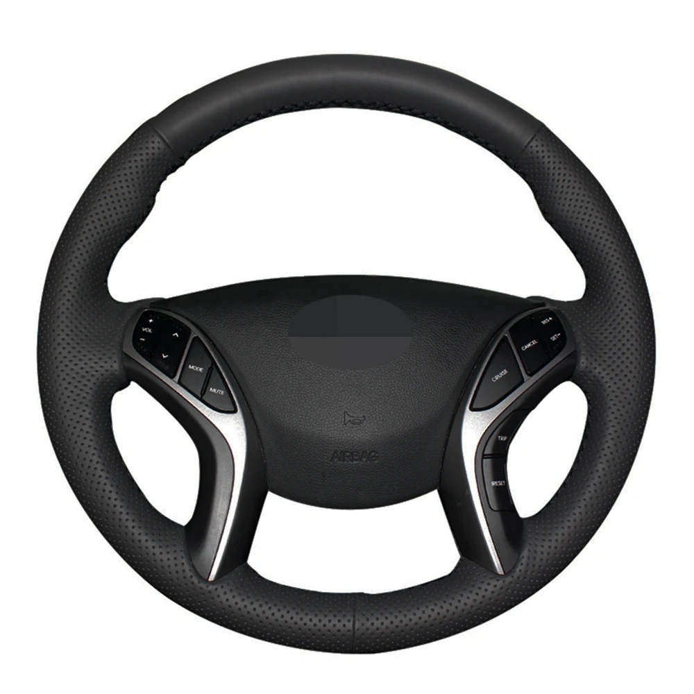 Чехол рулевого колеса автомобиля черная натуральная кожа для Hyundai Elantra 3 2011-2016 Sport