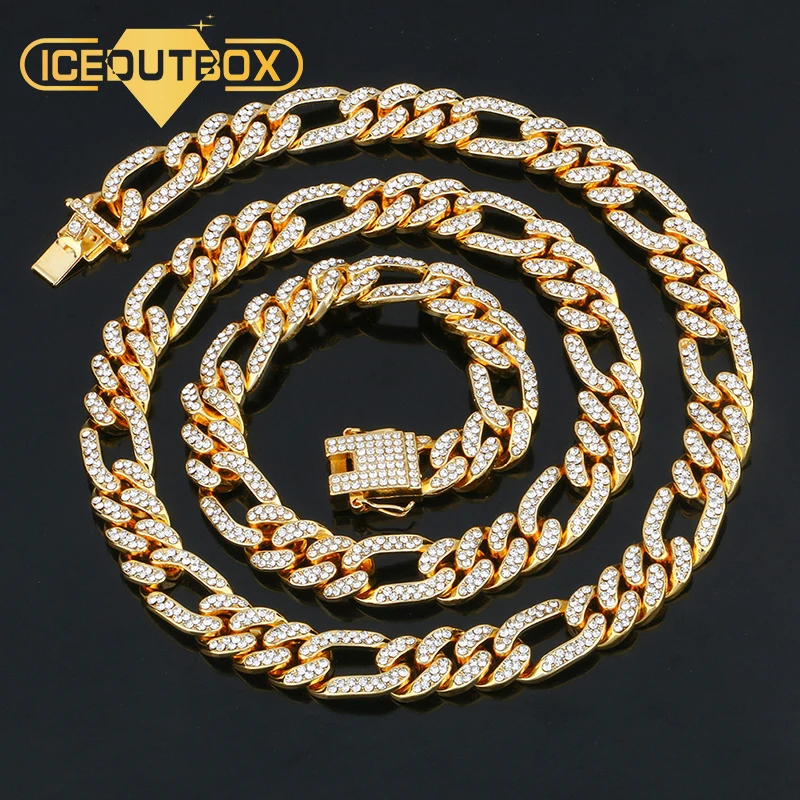 

13mm Miami Curb Cuban Chain Iced Out Paved Rhinestones CZ Rapper For Men's Necklace Hip Hop Style With Gift Box Drop Shipping