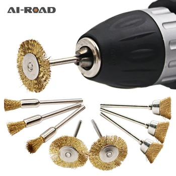

9 Pieces Copper Wire Brushes Metal Brush Rust Removing Brush Polishing brush For Dremel Rotary Grinder Tool