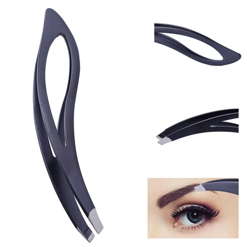 Eyebrow Tweezers 1PC Stainless Steel Slanted Flat Point Tip for Eyebrow Hair Removal Makeup
