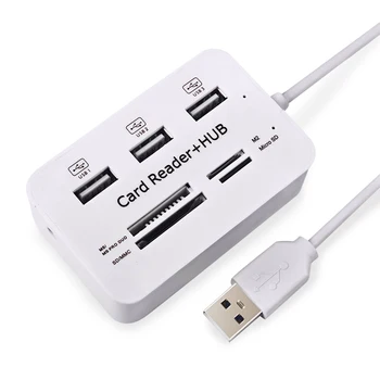 

Multi-function Card Reader Usb3.0 One With Three High-speed Hub White