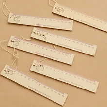 Wooden Ruler 15cm Measuring Rulers with Pendant Bookmark Drafting Tools for Kids| Students Office School Stationery Supplies