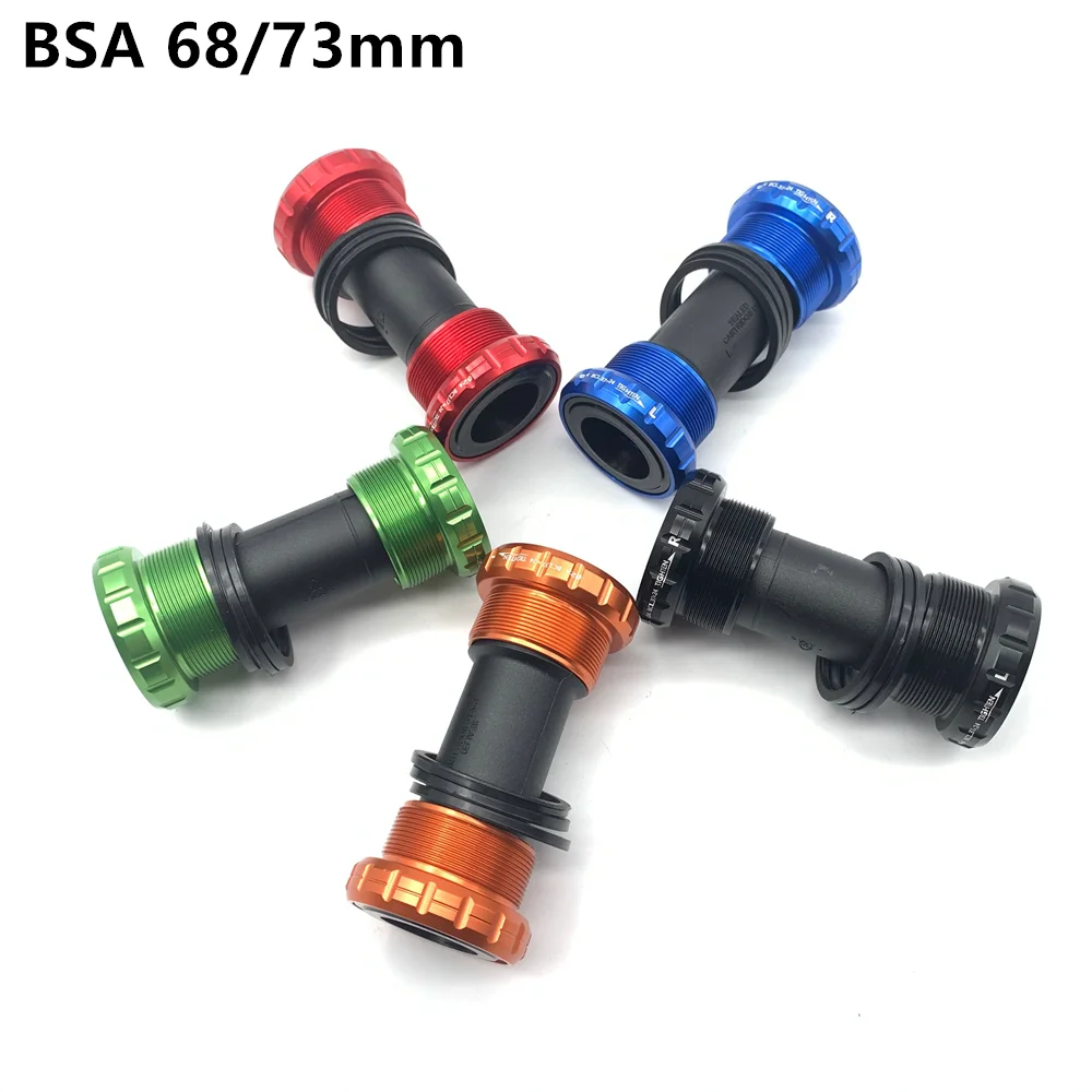 

FOVNO Bicycle Bottom Bracket Aluminum Waterproof BSA 68/73mm Screw/Thread Type Crankset Bearings Bicycle Axis Parts