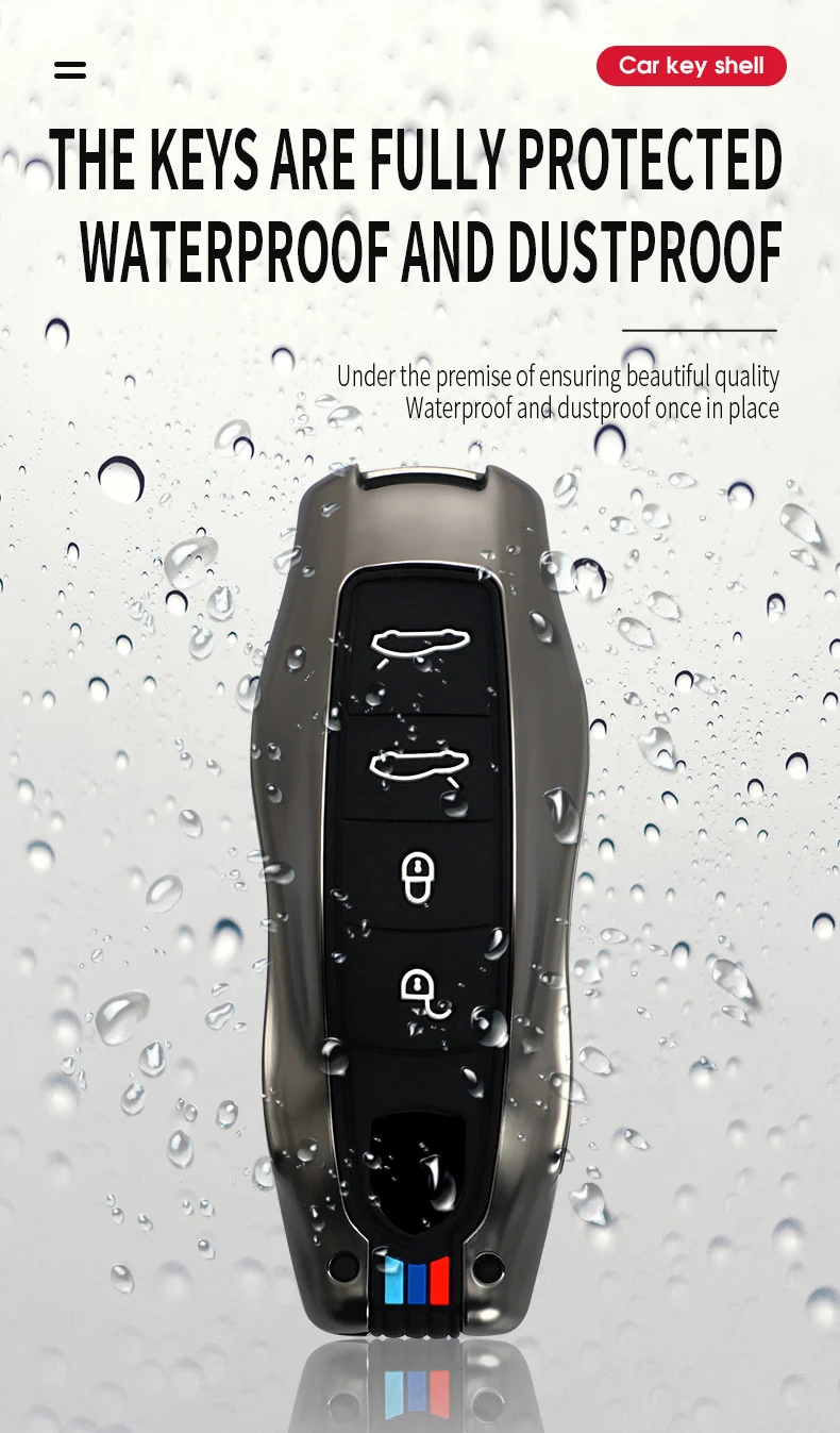 Fob della copertura della cassa chiave a distanza dell'automobile in lega di zinco per Porsche Panamera Carman Macann Cayenne 911 970 981 991 accessori protettivi - H7063c5c87be64c16bbc5beb6a8e4b84bA