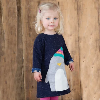 

Cotton high quality boutique cute baby girl penguin fall winter dress