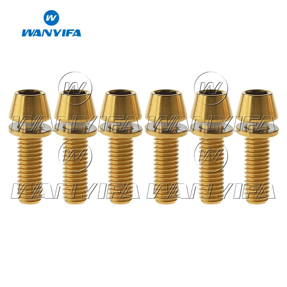 Wanyifa 6 шт. титановые Ti M5 x 16 18 20 мм шестигранные конические головки болты с шайбой