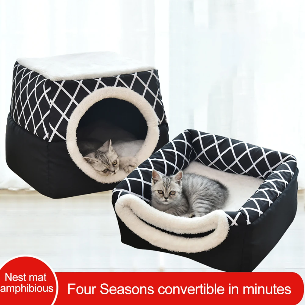 

Pet Cat Dog Nest Dual Use Warm Soft Sleeping Bed Pad For Pet Non-slip Breathable Cat House Dog Sleeping Washable Mat Blanket