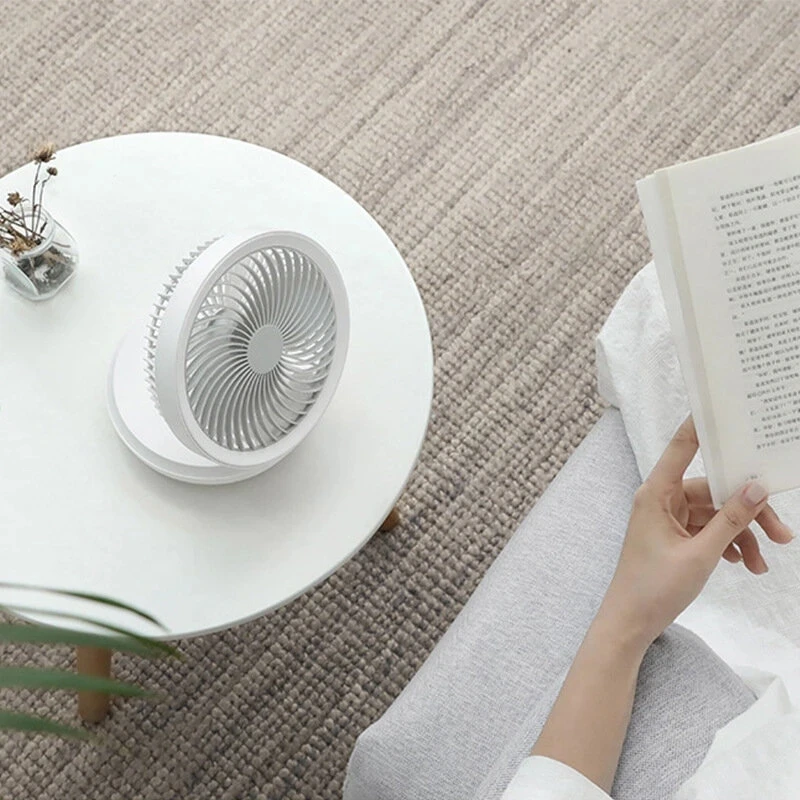Edon E808 Wireless Suspended Air Circulation Fan USB Rechargeable Folding Electric Fan Night Light Touch Control 4 Wind Speed