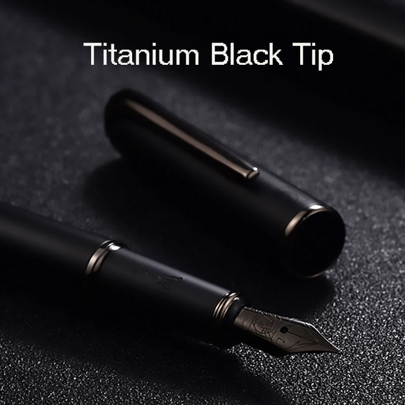 picasso preto metal caneta tinteiro titânio preto nib barril fosco presente caixa excelente escritório de negócios conjunto escrita