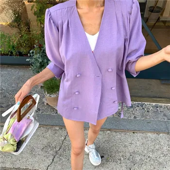 

Double Breasted Women Suit Jacket Female Korean Female Coat Blaser Feminino Solid Casual Coat Female Autumn Blazer