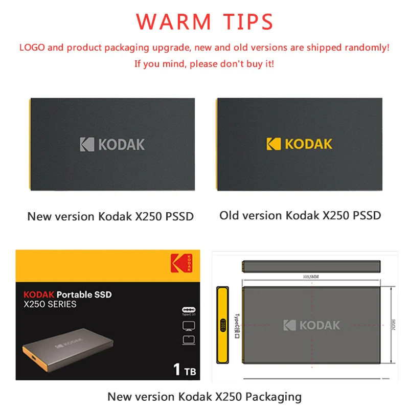 Kodak X250 внешний SSD жесткий диск 120 ГБ SSD 240 ГБ 512 ГБ Портативный SSD Внешний жесткий диск 1 ТБ hdd для ноутбука с type C USB 3,1