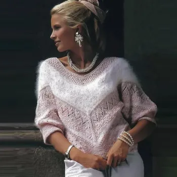 

Winter Sweater women Long Sleeve O-Neck Symmetrical V Pattern Warm Winter Loose Kint Sweaters Pullover pull jumper Tops