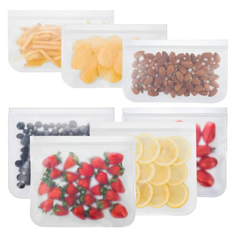 10pcs Reusable Fresh Zipper Bag For Food Plastic Bags Fruit Vegetable Bags  Ziplock Food Bag Kitchen Food Storage Bag Organizer