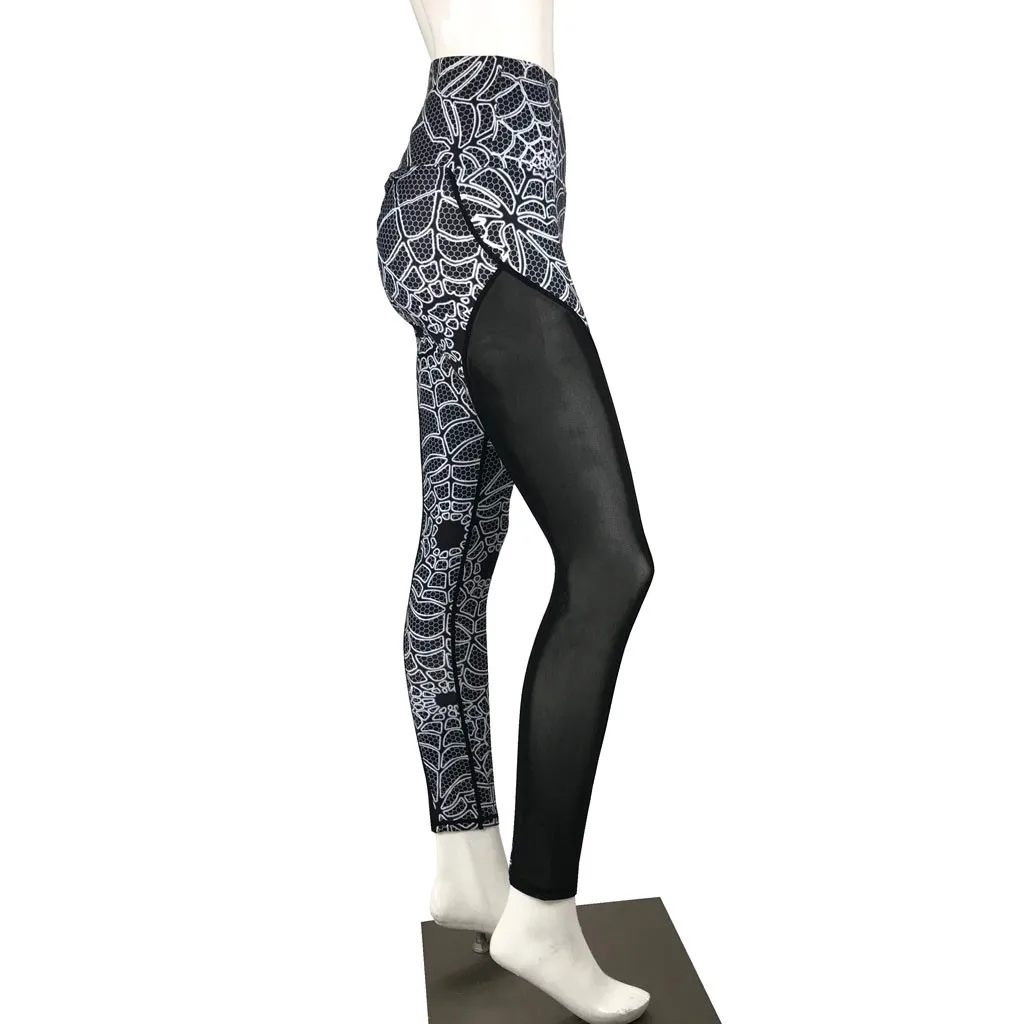 Ladies'printed открытый высокая талия бедра и низ брюки костюм для фитнеса и йоги