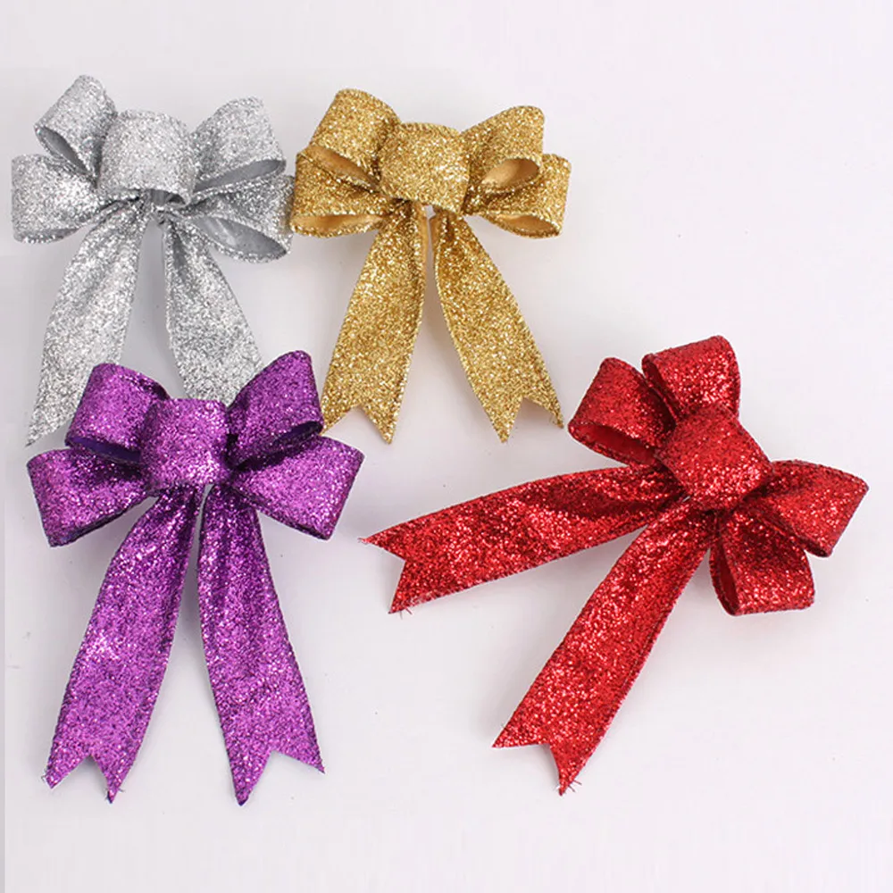 Red Pretty Bow Xmas Ornament Christmas Tree Decoration Festival Party Home Bowknots Baubles New Year Halloween Decoration A30814