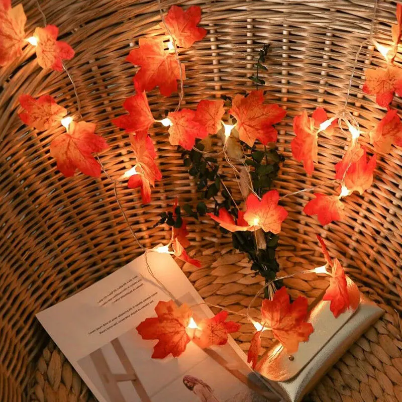 

New LEDs Maple Leaf Fairy StringLight Fall Garland Lamp Autumn Wedding Party Decor SF66