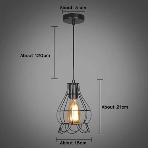 Современный подвесной светильник, черная железная подвесная клетка, винтажная Светодиодная лампа E27, промышленный Лофт, Ретро стиль, столовая, ресторан, барная стойка - Цвет корпуса: type 5