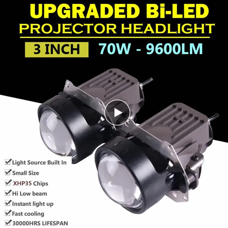 Универсальные двухобъективные светодиодные фары 3 дюйма 70 Вт для мотоцикла с