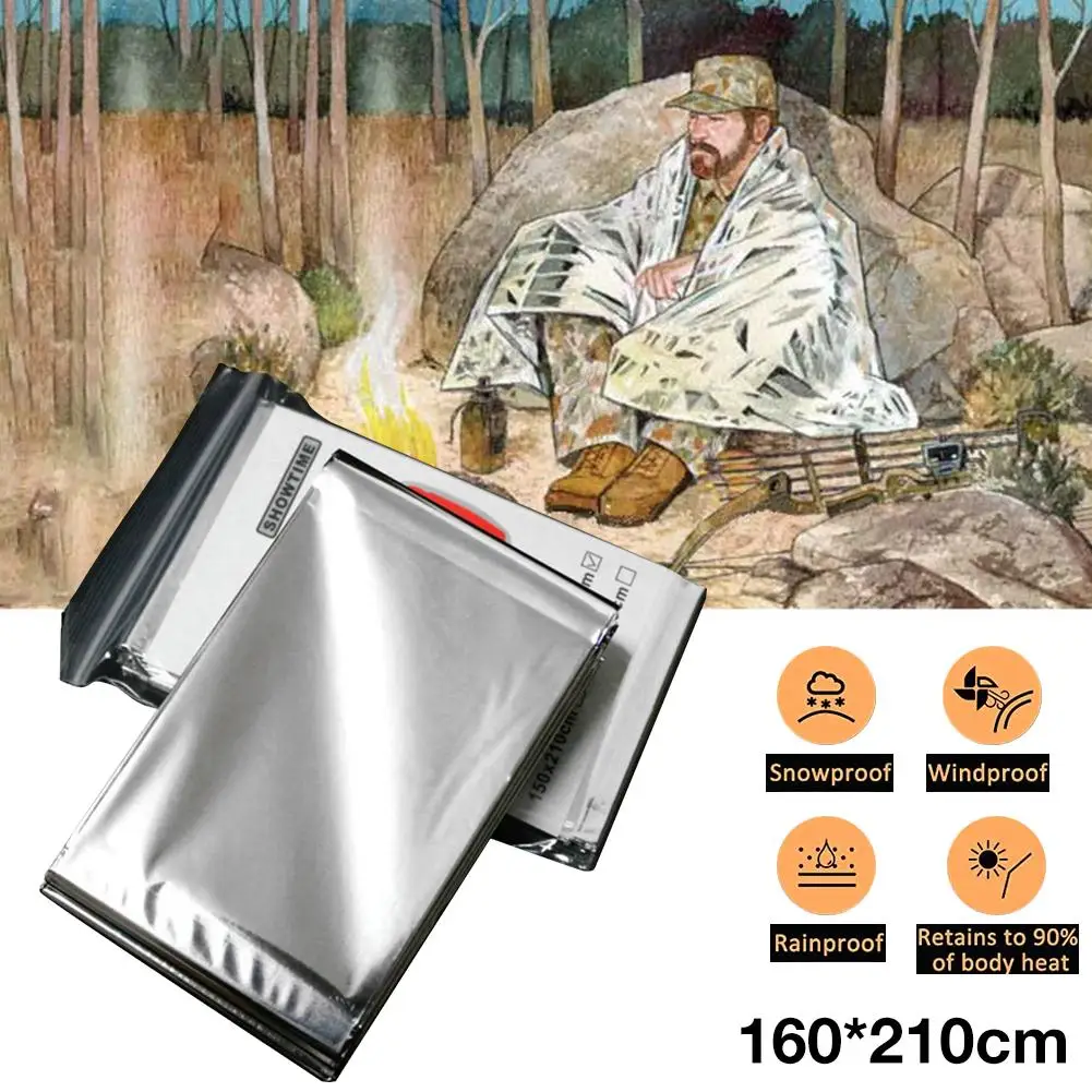 160*210CM Blanket Tear Resistant Windproof Sun Protection Thermal Insulation Blanket For Outdoors Hiking Survival First Aid