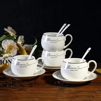 

European Coffee Cup Suit Household Concise Ceramics Cup English-style Afternoon Teacup Tea Set European Tea Set 6 Cup And Saucer