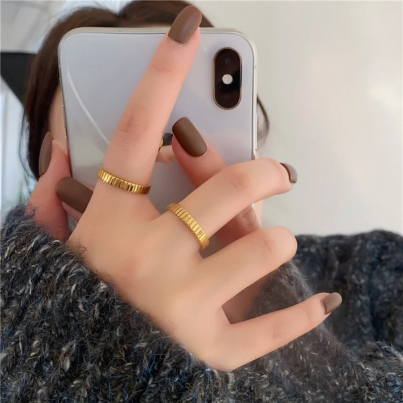 Waterproof Simple Gear Shape Woman Man Stainless Steel Fashion Personality 18k Gold Baroque Engagement Rings finger rings fashion rings engagement rings fashion ring stainless steel rings metal rings gold rings